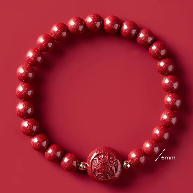 Pulsera de bendición pacífica con Buddha Stones, año del caballo, tallada en cinabrio - Caballo de 6 mm - image 6