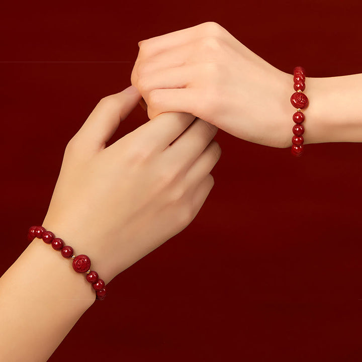 Pulsera de bendición pacífica con Buddha Stones, año del caballo, tallada en cinabrio - image 44