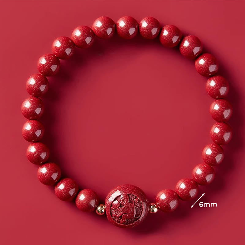 Pulsera de bendición pacífica con Buddha Stones, año del caballo, tallada en cinabrio - Mono de 6 mm - image 24