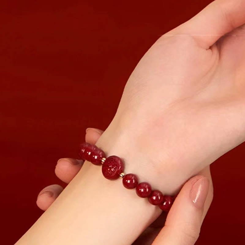 Pulsera de bendición pacífica con Buddha Stones, año del caballo, tallada en cinabrio - image 43