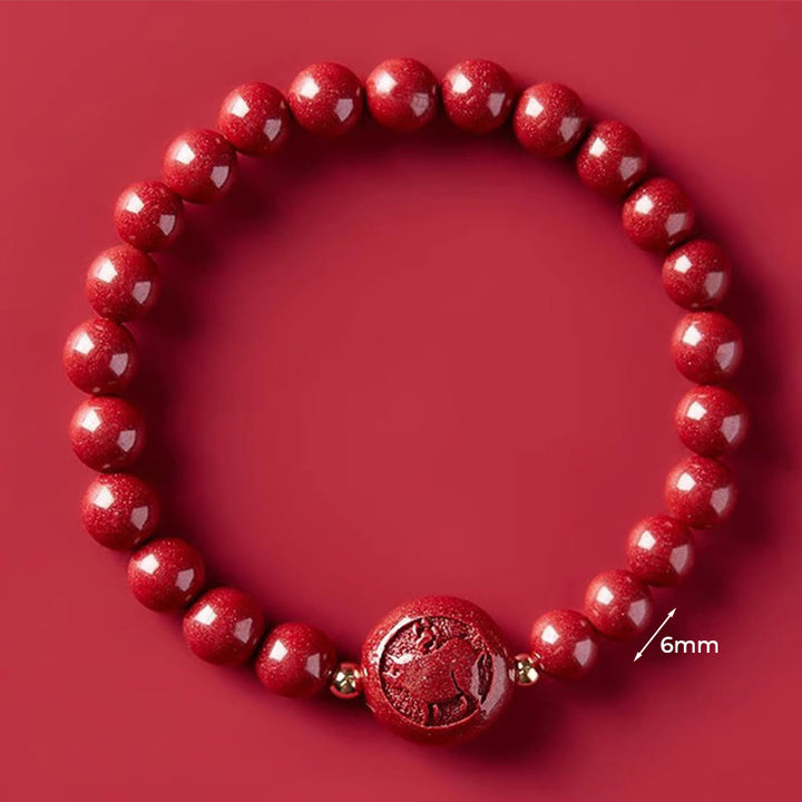 Pulsera de bendición pacífica con Buddha Stones, año del caballo, tallada en cinabrio - Cerdo de 6 mm - image 27