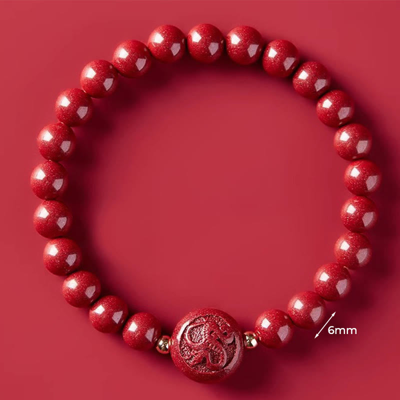 Pulsera de bendición pacífica con Buddha Stones, año del caballo, tallada en cinabrio - Serpiente de 6 mm - image 22