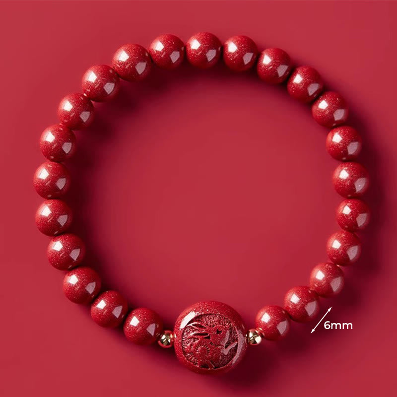 Pulsera de bendición pacífica con Buddha Stones, año del caballo, tallada en cinabrio - Conejo de 6 mm - image 17