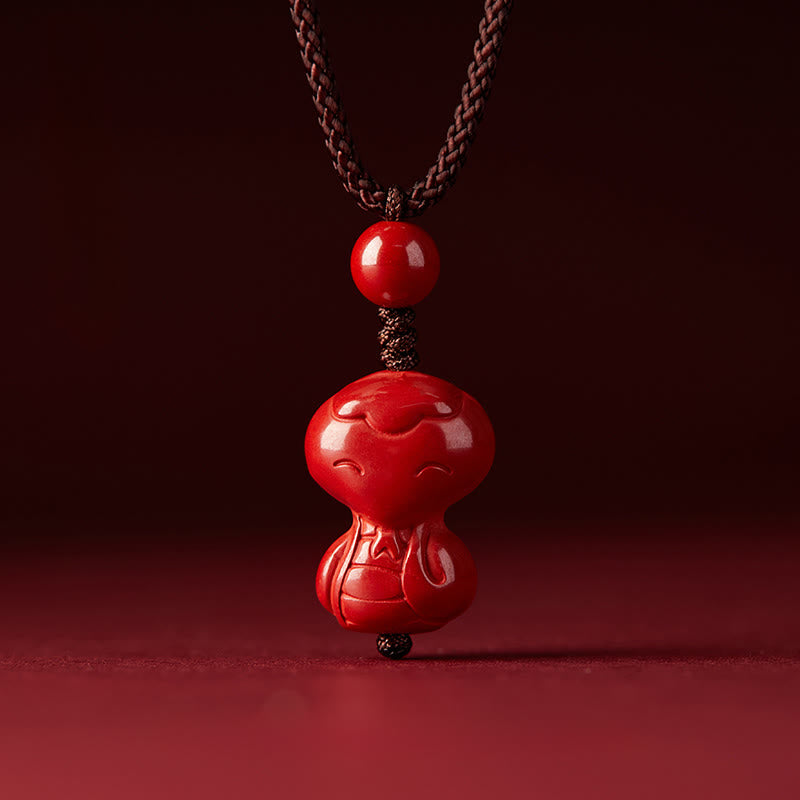 Collar con colgante de cuerda con bendición de cinabrio y diseño grabado del zodiaco chino con Buddha Stones del Año del Caballo - image 29