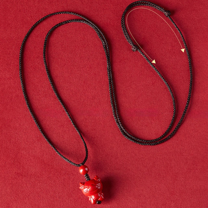 Collar con colgante de cuerda con bendición de cinabrio y diseño grabado del zodiaco chino con Buddha Stones del Año del Caballo - image 23