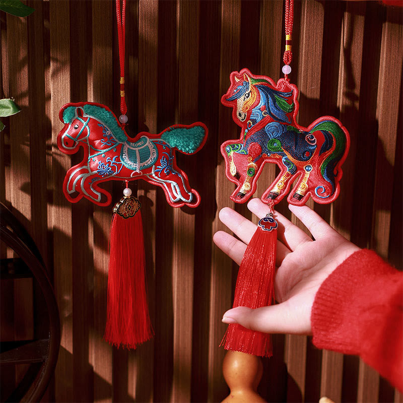 Adorno colgante con borlas y campana bordada con Buddha Stones del Año del Caballo - image 19