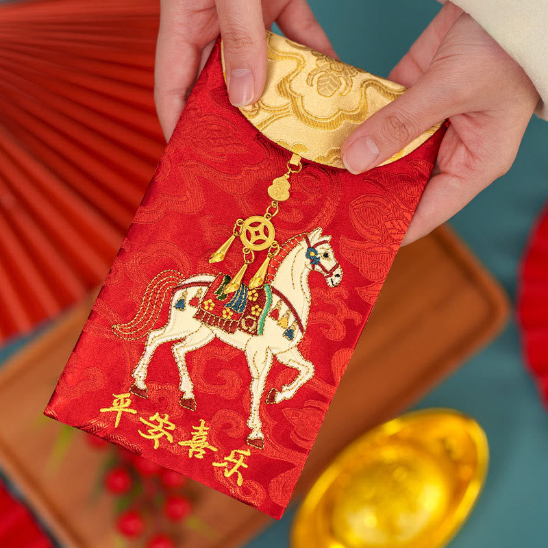 Bordado de sobres rojos chinos con Buddha Stones, paz y alegría, Año del Caballo 2026 - image 2