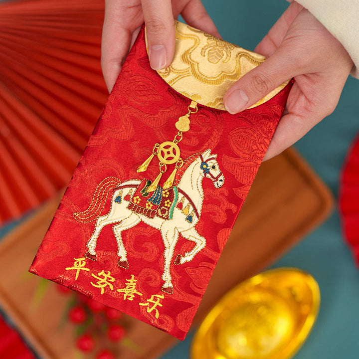 Bordado de sobres rojos chinos con Buddha Stones, paz y alegría, Año del Caballo 2026 - image 2