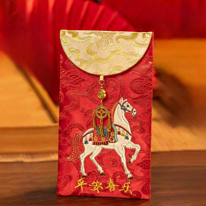 Bordado de sobres rojos chinos con Buddha Stones, paz y alegría, Año del Caballo 2026 - image 3
