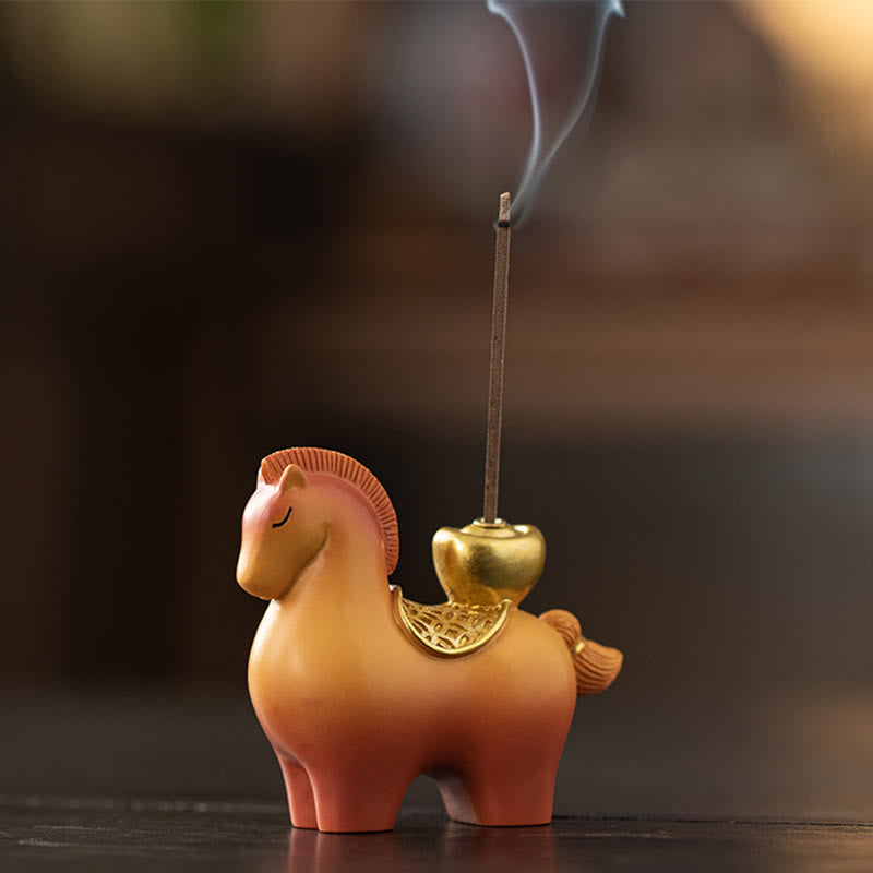 Buddha Stones para el Año del Caballo 2026, atrae la riqueza, decoración del hogar y quemador de incienso. - Quemador de incienso con forma de lingote de caballo (6,3 x 2,7 x 5,6 cm) - image 0