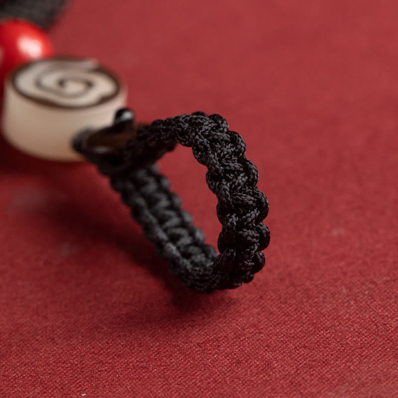 Buddha Stones tejidas a mano con hilo colorido y hebilla de marfil y cinabrio para colgar en el teléfono. - image 5