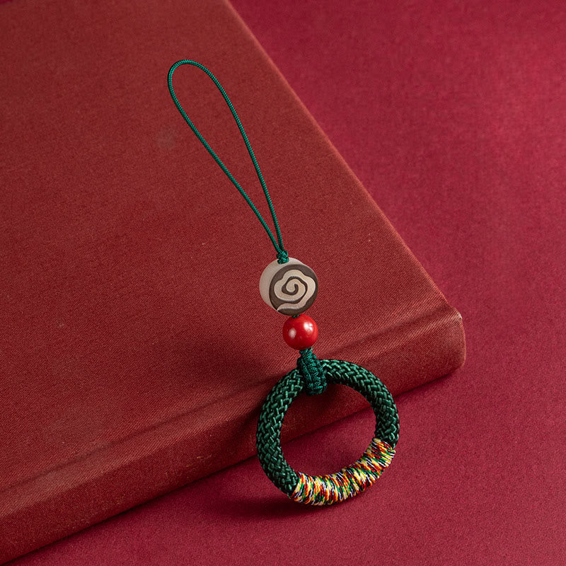 Buddha Stones tejidas a mano con hilo colorido y hebilla de marfil y cinabrio para colgar en el teléfono. - Decoración colgante de teléfono verde - image 14