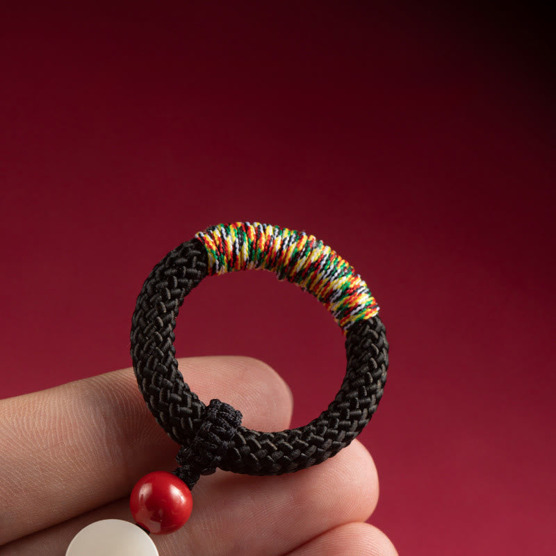 Buddha Stones tejidas a mano con hilo colorido y hebilla de marfil y cinabrio para colgar en el teléfono. - image 3