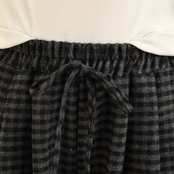 Pantalones anchos para mujer con estampado de cuadros escoceses y bolsillos de Buddha Stones - image 7