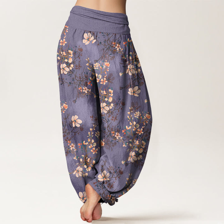 Pantalones harén de cintura elástica para mujer con diseño de flor de cerezo y algodón puro Buddha Stones - image 6