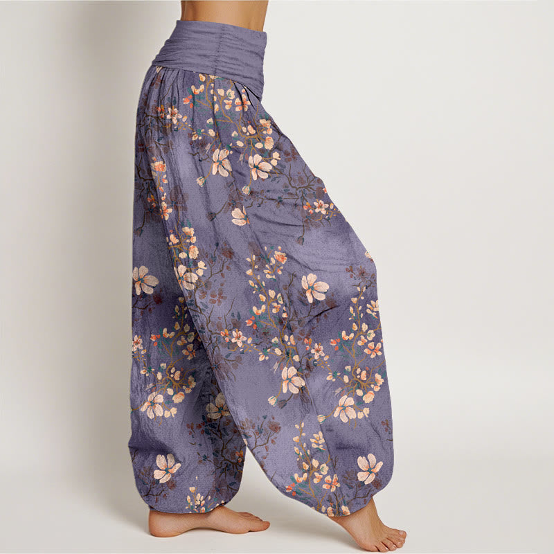 Pantalones harén de cintura elástica para mujer con diseño de flor de cerezo y algodón puro Buddha Stones - image 7