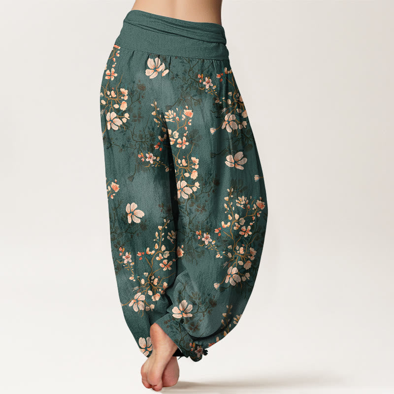 Pantalones harén de cintura elástica para mujer con diseño de flor de cerezo y algodón puro Buddha Stones - image 9