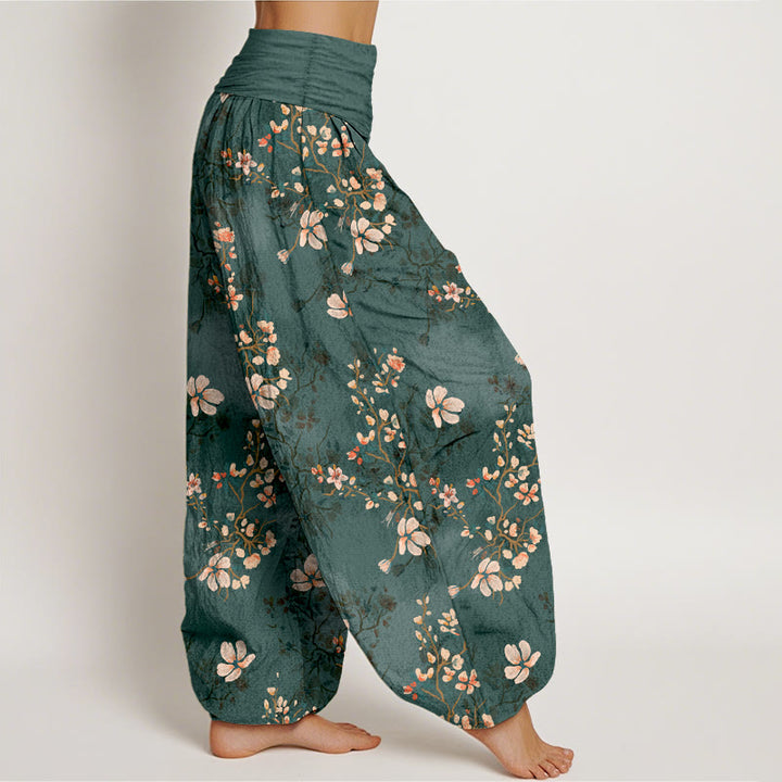 Pantalones harén de cintura elástica para mujer con diseño de flor de cerezo y algodón puro Buddha Stones - image 10