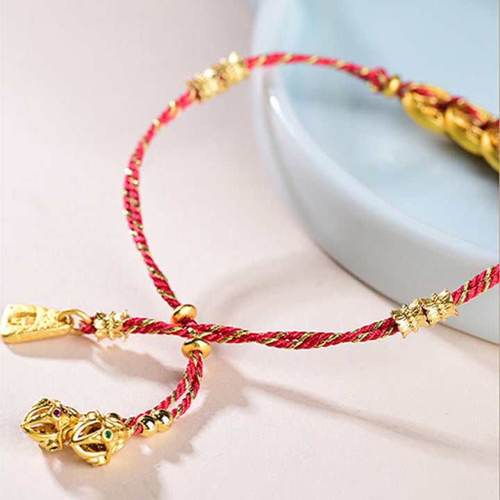 Pulsera de hilo tejido a mano con Buddha Stones y monedas de los Cinco Emperadores y equilibrio de cobre  - image 9