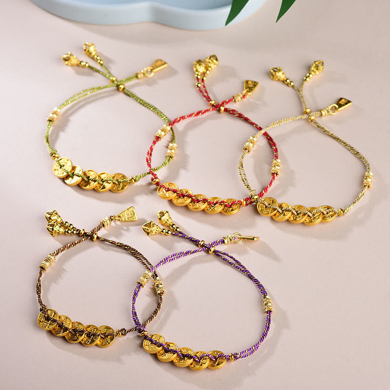 Pulsera de hilo tejido a mano con Buddha Stones y monedas de los Cinco Emperadores y equilibrio de cobre  - image 17
