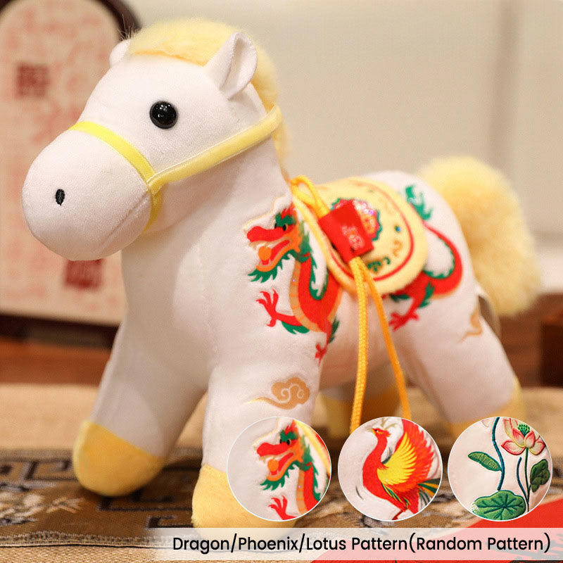 Muñeco de Buddha Stones del año del caballo, bambú, dragón, loto y fénix, para decoración del hogar. - Dragón/Fénix/Caballo de Loto Blanco y Amarillo (Patrón Aleatorio) - 20*9,5*16 cm - image 16