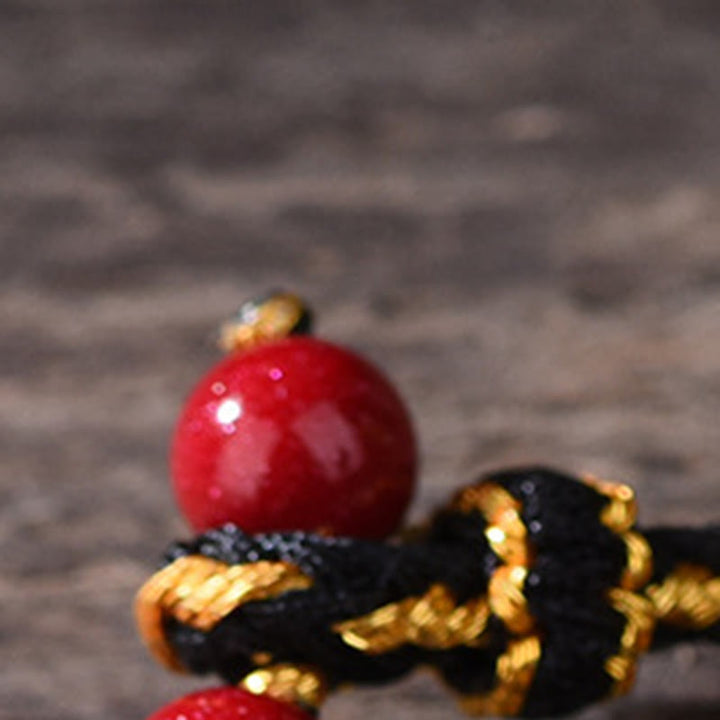 Pulsera de equilibrio para atraer la fortuna con Buddha Stones de los Cinco Emperadores, cobre, amatista, cinabrio, hilo negro y rojo. - image 13