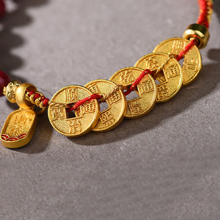 Pulsera de equilibrio para atraer la fortuna con Buddha Stones de los Cinco Emperadores, cobre, amatista, cinabrio, hilo negro y rojo. - image 10