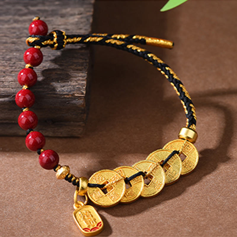 Pulsera de equilibrio para atraer la fortuna con Buddha Stones de los Cinco Emperadores, cobre, amatista, cinabrio, hilo negro y rojo. - image 11