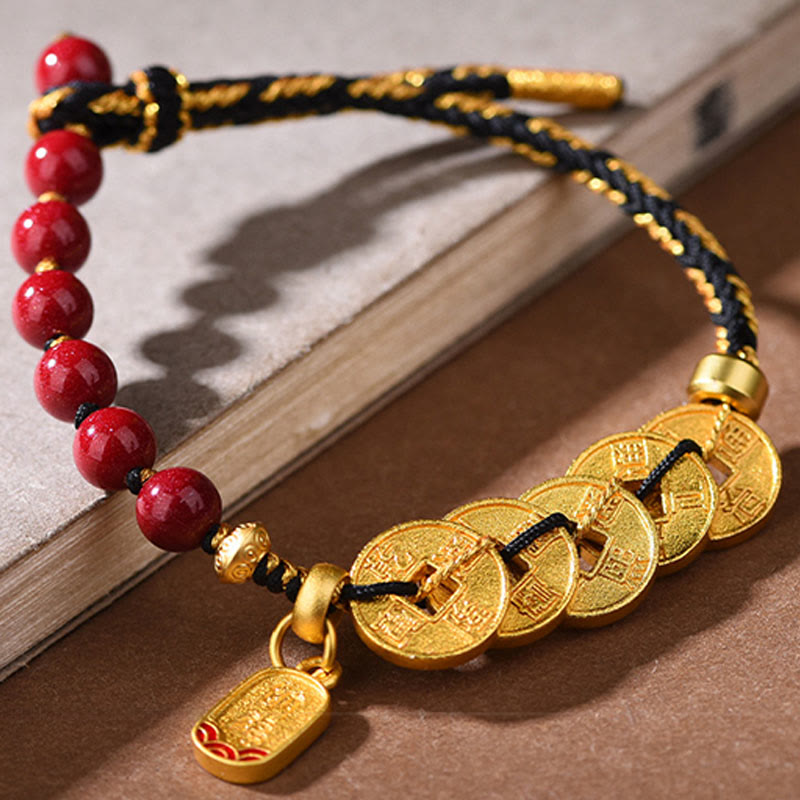 Pulsera de equilibrio para atraer la fortuna con Buddha Stones de los Cinco Emperadores, cobre, amatista, cinabrio, hilo negro y rojo. - image 19