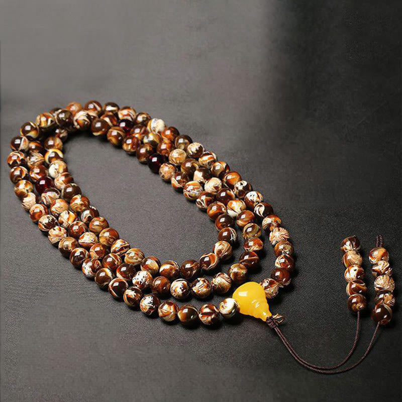 Mala con 108 Buddha Stones y calabaza ámbar multicolor - image 4