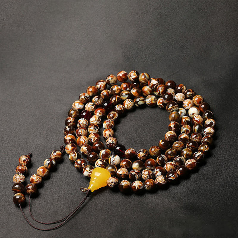 Mala con 108 Buddha Stones y calabaza ámbar multicolor - image 5