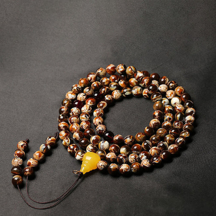 Mala con 108 Buddha Stones y calabaza ámbar multicolor - image 5