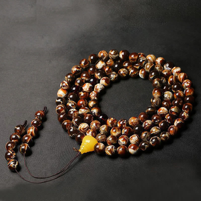 Mala con 108 Buddha Stones y calabaza ámbar multicolor - image 6
