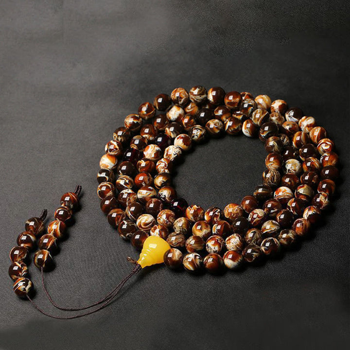 Mala con 108 Buddha Stones y calabaza ámbar multicolor - image 6