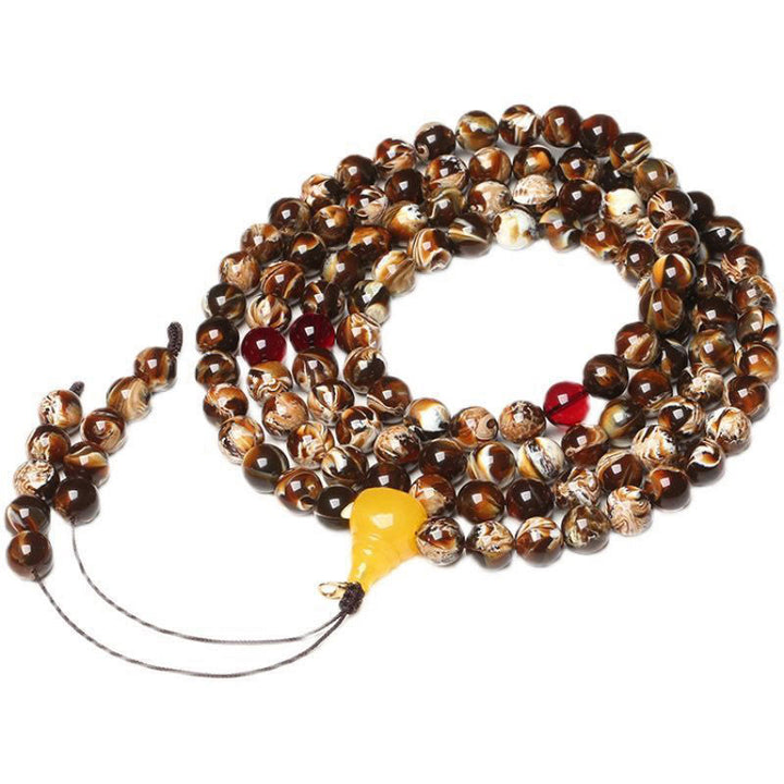 Mala con 108 Buddha Stones y calabaza ámbar multicolor - image 7