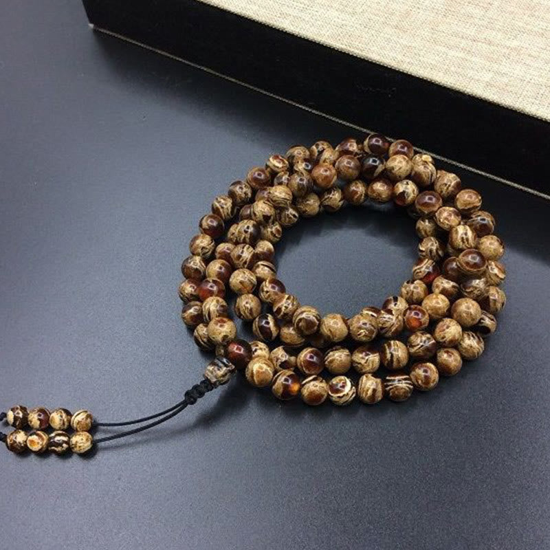 Mala con 108 Buddha Stones y calabaza ámbar multicolor - 6 mm - image 3