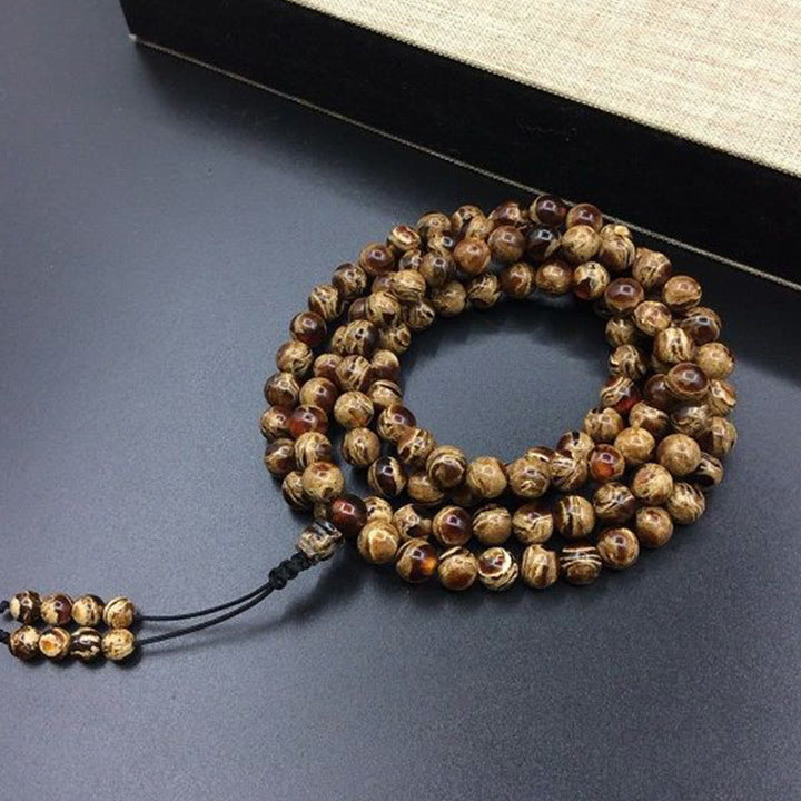Mala con 108 Buddha Stones y calabaza ámbar multicolor - 6 mm - image 3