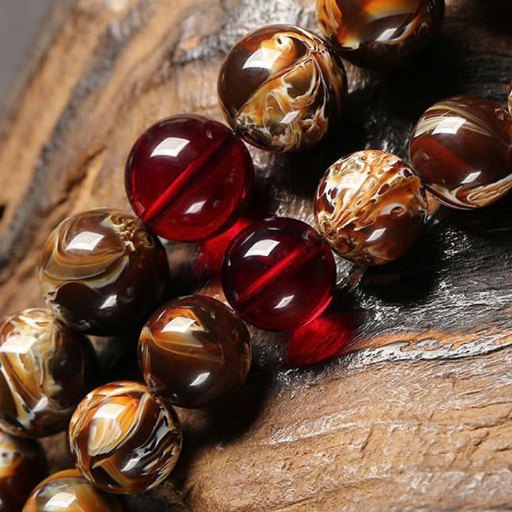 Mala con 108 Buddha Stones y calabaza ámbar multicolor - image 2