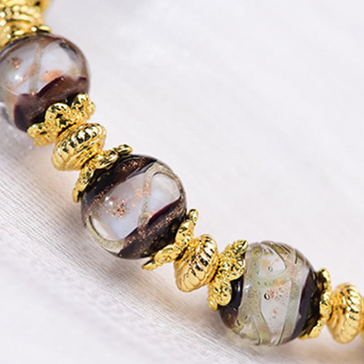 Pulsera de bendiciones con cuentas Dzi de vidrio Liuli y Buddha Stones - image 16