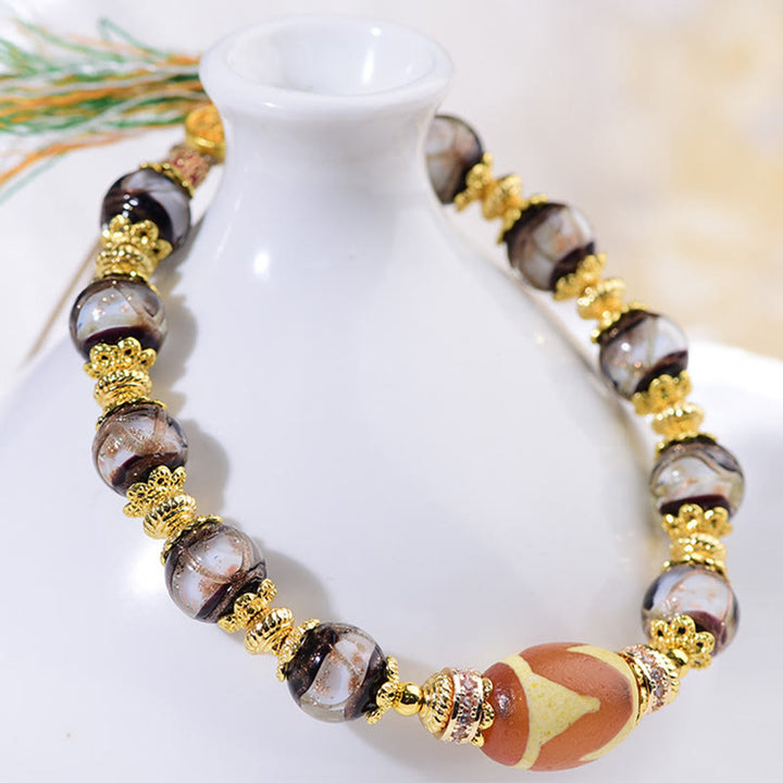 Pulsera de bendiciones con cuentas Dzi de vidrio Liuli y Buddha Stones - image 13