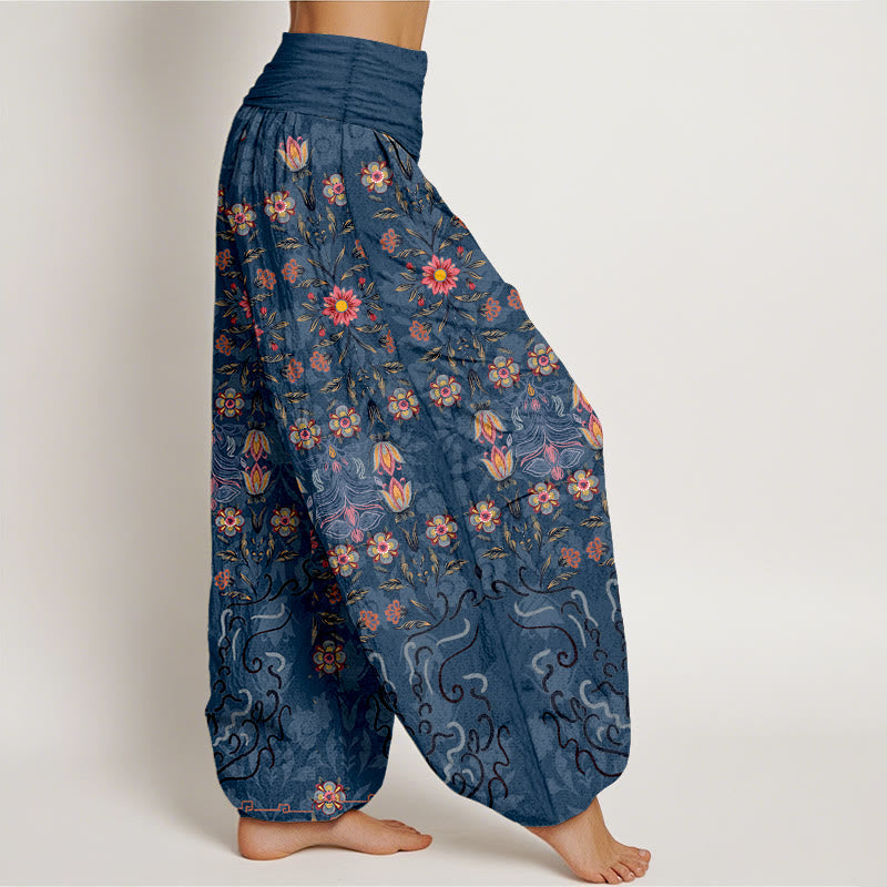 Pantalones Buddha Stones de algodón puro con estampado floral multicolor para mujer, cintura elástica - image 7