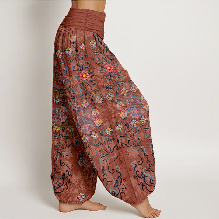 Pantalones Buddha Stones de algodón puro con estampado floral multicolor para mujer, cintura elástica - image 10