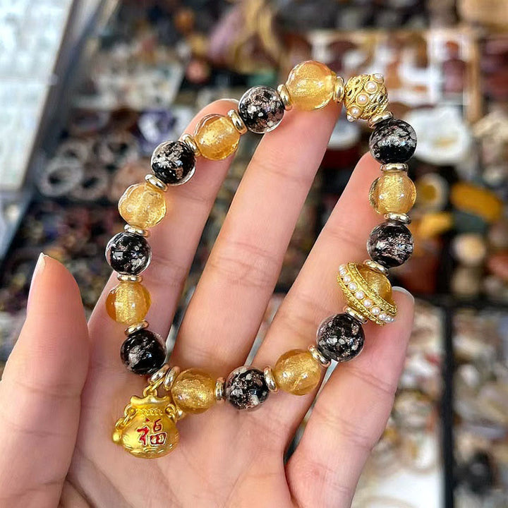 Pulsera de bendiciones de cristal Liuli con el personaje Fu de Buddha Stones - Figura de Fu de cristal de Liuli (circunferencia de la muñeca: 15-16 cm) - image 0