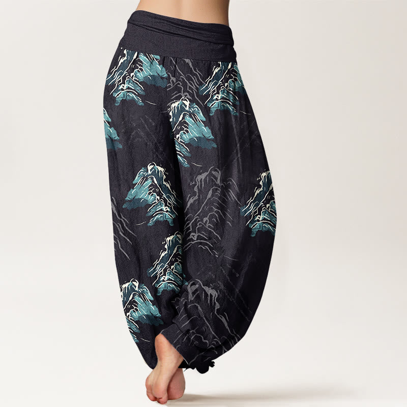 Pantalones harén de algodón puro Buddha Stones con cintura elástica para mujer en tonos verde esmeralda intensos - image 1