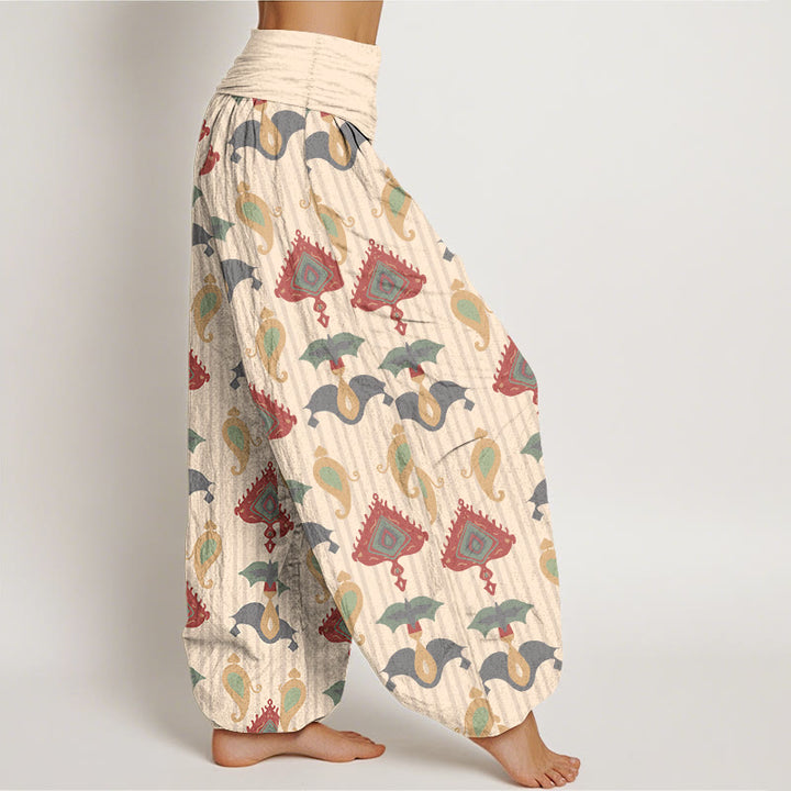 Pantalones Buddha Stones de algodón puro con diseño de triángulos, llamas y formas geométricas, con plumas, para mujer, con cintura elástica - image 10