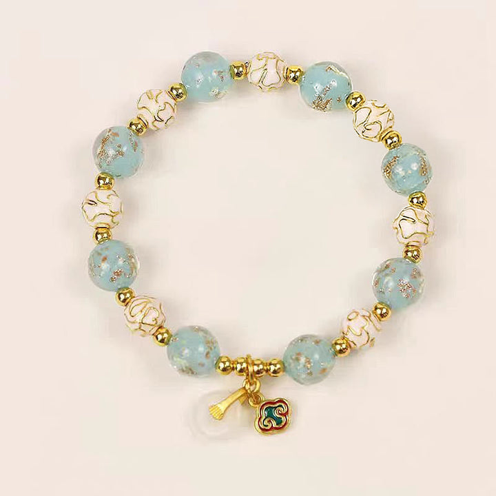 Pulsera de bendiciones de cristal azul Liuli con Buddha Stones - Vidrio Liuli (circunferencia de la muñeca: 15-16 cm) - image 0