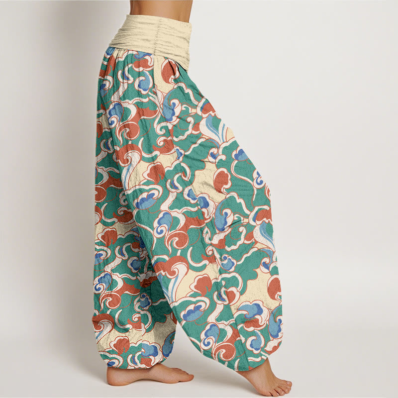 Pantalones Buddha Stones de algodón puro con diseño de nubes pequeñas y cintura elástica para mujer - image 2