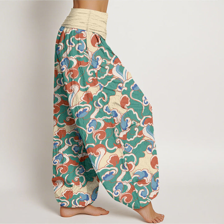 Pantalones Buddha Stones de algodón puro con diseño de nubes pequeñas y cintura elástica para mujer - image 2