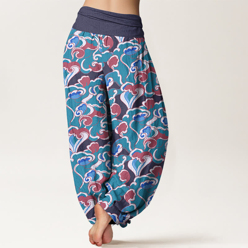 Pantalones Buddha Stones de algodón puro con diseño de nubes pequeñas y cintura elástica para mujer - image 9