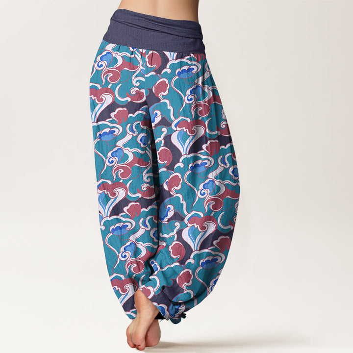 Pantalones Buddha Stones de algodón puro con diseño de nubes pequeñas y cintura elástica para mujer - image 9